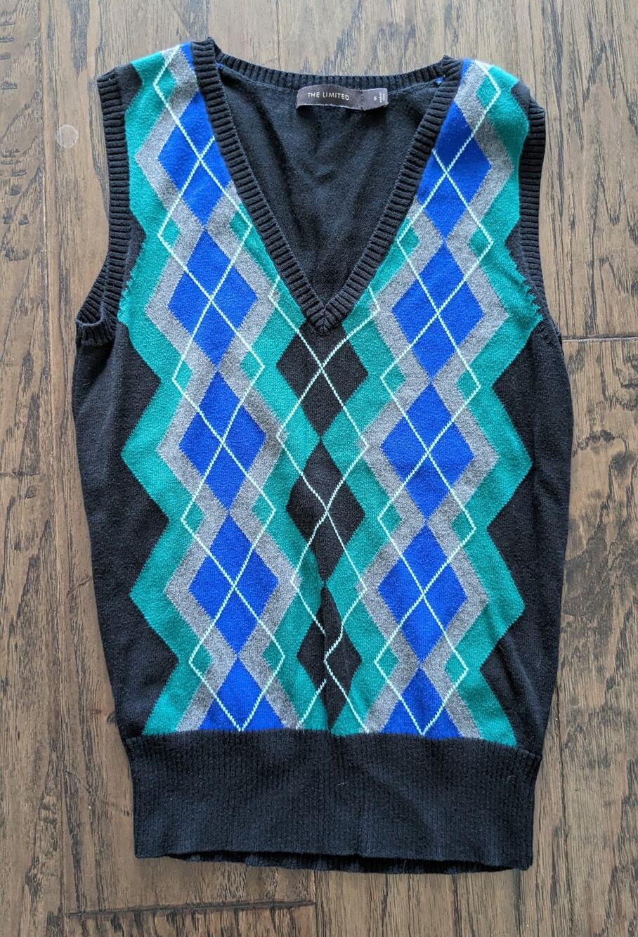 The Limited Argyle Sweater Vest Y2K